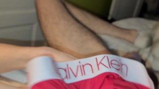 Hot straight lad stroked uncut cock