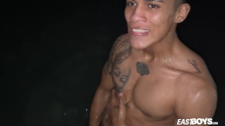 Muscle Latino boy Lucian Reed shows off his hot body