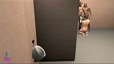 Gay threesome encounter in the bathroom: Duo BBC twink